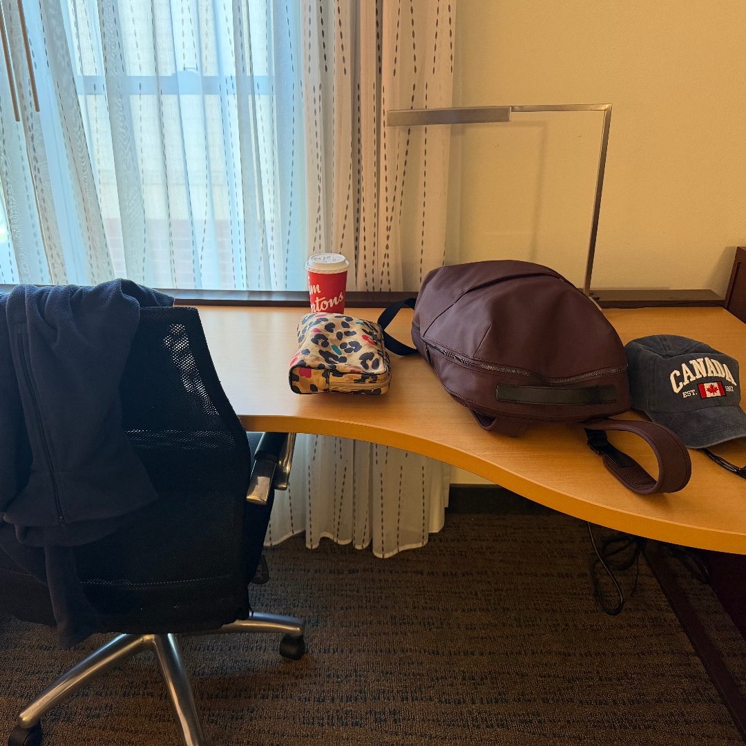 cool (studying/claude coding) desk in the hotel that i’m taking over bahahaha — here for the week #familyroadtrip